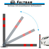 SWANEW Parkpfosten Klappbar, Absperrpfosten, Parkplatzsperren mit Reflexstreifen, abschließbar