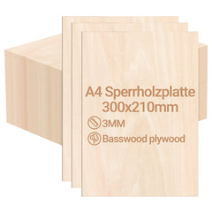 SWANEW Sperrholzplatte, Walnuss Sperrholz, A3/A4, 3mm, Linde holzplatte, Bastelhölzer Holz für Modellbau Laserschnit, Laser Gravur, Malerei DIY