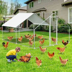 SWANEW Hühnerstall Freilaufgehege, 3x4x2m, Hühnerhaus, Verzinkter Stahl Kleintierstall