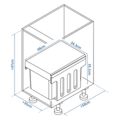 SWANEW 2x Abfallsammler, Einbau Mülleimer 2 x 15L, Mülltrennungssystem Mülleimer küche, Abfalleimer mit Teleskopschienen, für Schränke ab 350 mm Breite