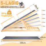 SWANEW Hunderampe 120cm lang, Hundetreppe aus Holz, Haustierrampe für kleine große Hunde und Katzen, rutschfeste klappbar, bis zu 90KG Tragkraft