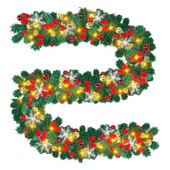 SWANEW 5m Weihnachtsgirlande mit 100 warmweißen LEDs Weihnachtsdeko Kranz Tannengirlande mit Kugeln Lichterkette