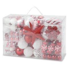 SWANEW Weihnachtskugel-Set - 130 Stück hochwertige Kunststoff-Weihnachtskugeln in verschiedenen Designs, schön gestaltete