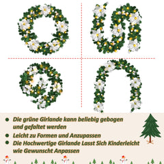 SWANEW 2.7M Weihnachtsgirlande, Künstlich Tannengirlande mit Beleuchtung inkl.Deko, Batteriebetrieben mit 50 LEDs Warmweiß, Weihnachtskranz Weihnachtsdeko Girlande