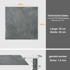 SWANEW PVC Bodenbelag Selbstklebend, Vinylboden, Vinyl Laminat, 30x30cm