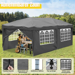 SWANEW Faltpavillon, 3x6m Pop Up Pavillon, Gazebo mit Zentralverriegelung, Höhenverstellbarer Partyzelt