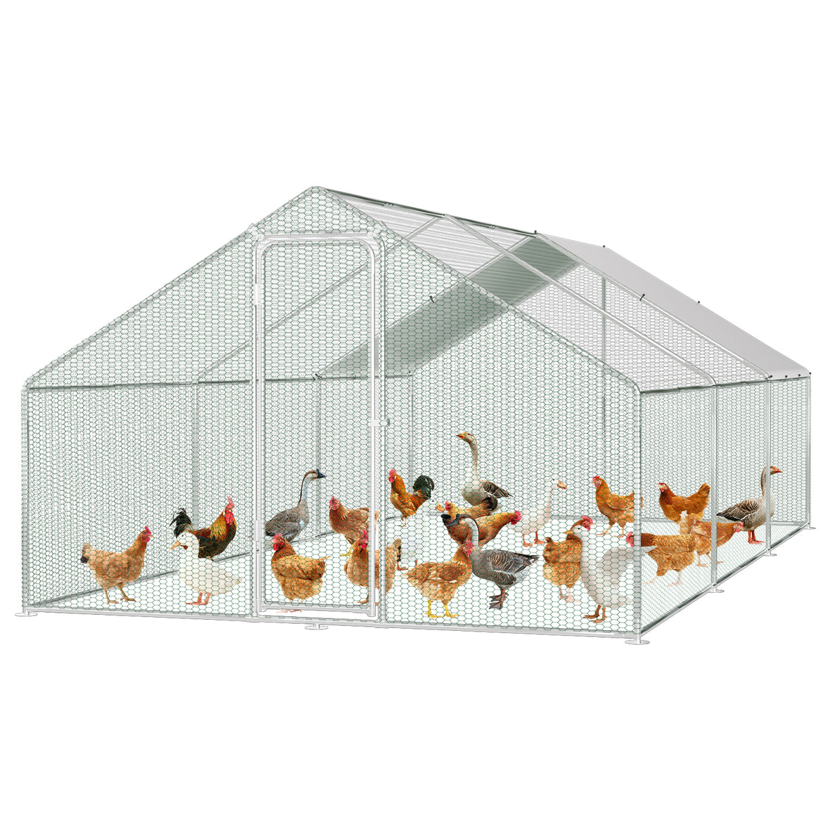 SWANEW Hühnerstall, Hühnerhaus, Freilaufgehege, 3x6x2m, Kleintierstall