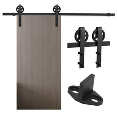 SWANEW Schiebetürbeschlag, Schiebetürsystem Set, Schiebetüren Tragfähigkeit 150kg, Schiebetür Schiene für Einzelne Holztür｜Big Wheel