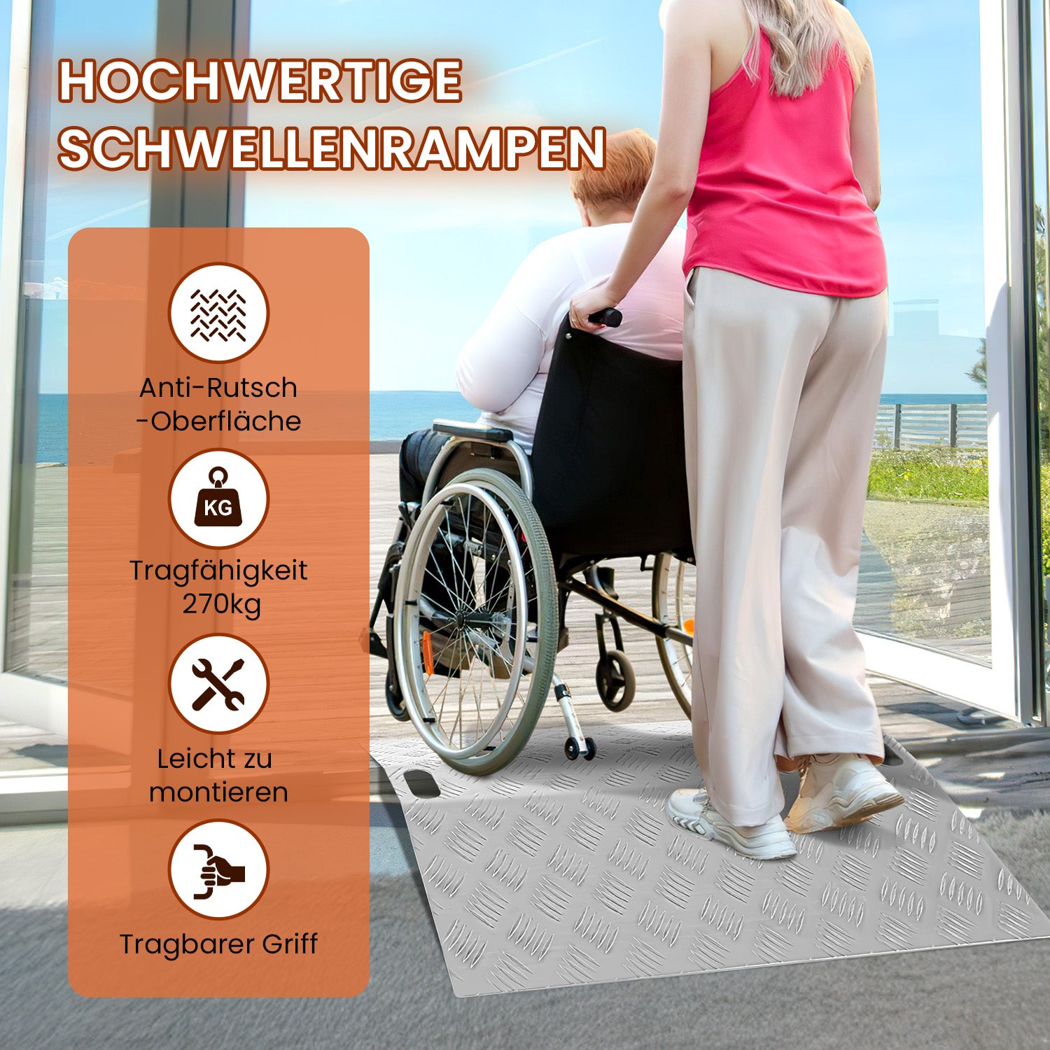 Türschwellenrampe aus Aluminium 60/80/100cm