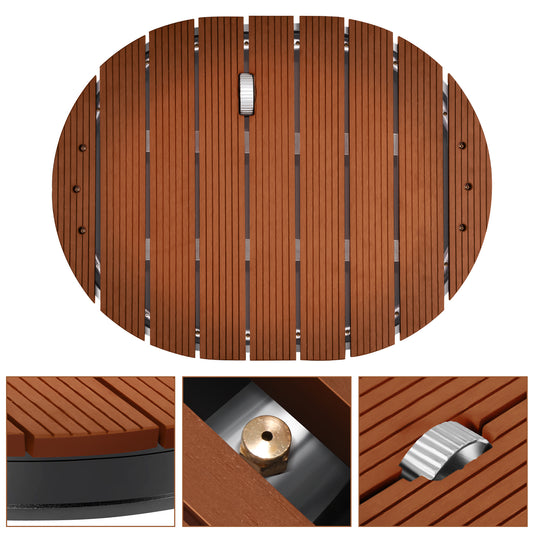 SWANEW Bodendusche Gartendusche, Außendusche aus WPC und Aluminium, mit einstellbar Fußrad Bis 4m Fontänenhöhe, rutschfeste Wetterfest Aussendusche mit 22 Kupferdüsen