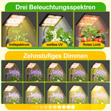 SWANEW Pflanzenlampe LED mit Ständer, Höhenverstellbare Pflanzenleuchte LED Vollspektrum, 242 LEDs Grow Lampe