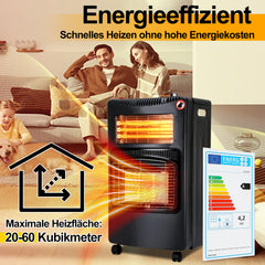 SWANEW Gasheizung für Innenräume, 4,2kw+1,26kw Gas-Elektro-Heizgerät, Gasheizer mit 3 Heizstufen für Gasflaschen bis 15kg, mit Gasdruckregler, Gasschlauch & Euro Gasflaschen Adapter [Energieklasse A]