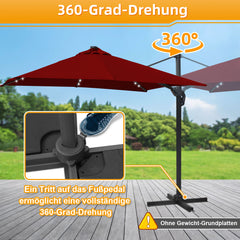 SWANEW Sonnenschirm 300 x 300 cm Solar LED Ampelschirm mit Kurbel UV50+, Drehbar und Kippbar