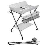SWANEW Baby Wickeltisch Klappbar, Wickelkombination, mit 4 Rollen