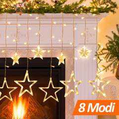 SWANEW LED Lichterkette, Warmweiß Lichterkettenvorhang mit 8 Modi für Innen Außen, IP44 Wasserfest für Weihnachten Garten Party Deko