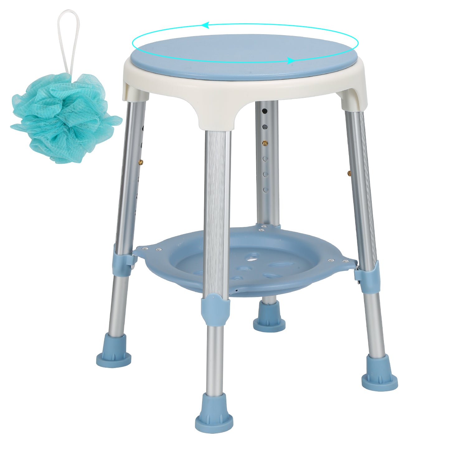 360°Drehbarer Duschhocker Duschstuhl Höhenverstellbar 42-54 cm