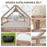 SWANEW Aufblasbares Zelt, Campingzelt, Familienzelt mit Fenster und Tür, 6.3㎡/12㎡