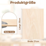 SWANEW Sperrholzplatte, Sperrholz, A3/A4, 3mm, Linde holzplatte, für Modellbau, Laserschnit
