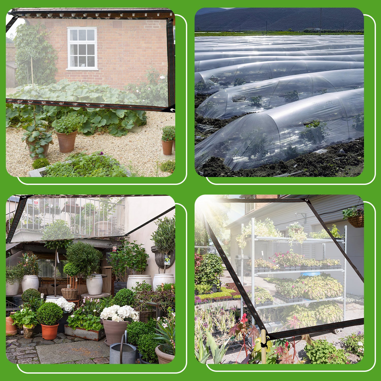 SWANEW Abdeckplane Wasserdicht, Transparente Plane mit ösen und Seil, Gartenplane,  für Terrasse Gewächshaus