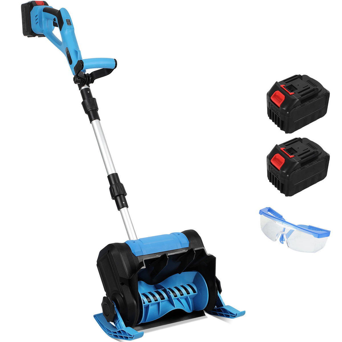 SWANEW Akku-Schneefräse, Schneekehrmaschine, Elektrischer Räumer, mit 2Akku und Ladegerät Räumer