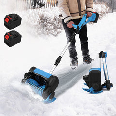 SWANEW Akku-Schneefräse, Schneekehrmaschine, Elektrischer Räumer, mit 2Akku und Ladegerät Räumer
