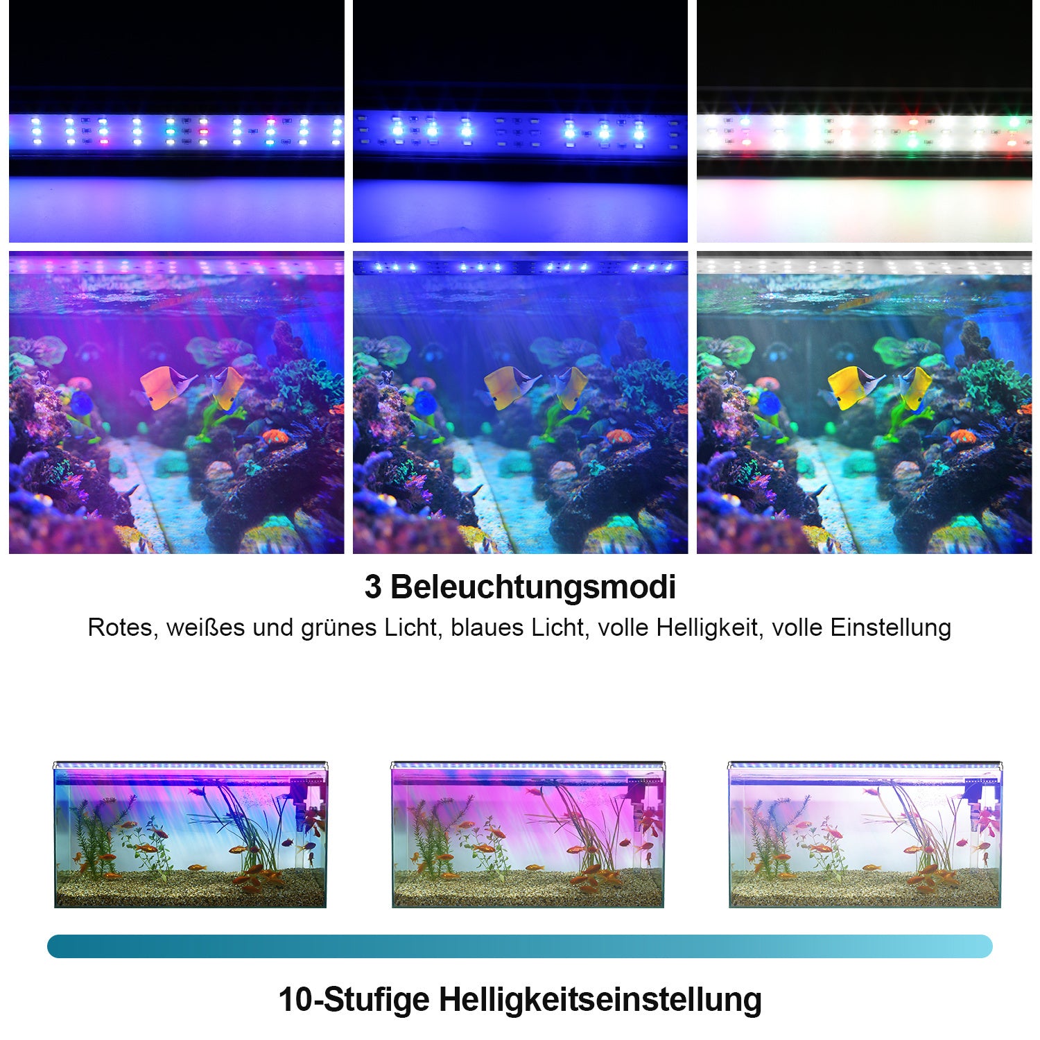 SWANEW Aquarium LED Beleuchtung RGB Spectrum, Aquarienbeleuchtung Dimmbare, Aquarium Lampe mit ausziehbarer Halterung, Aquariumleuchte