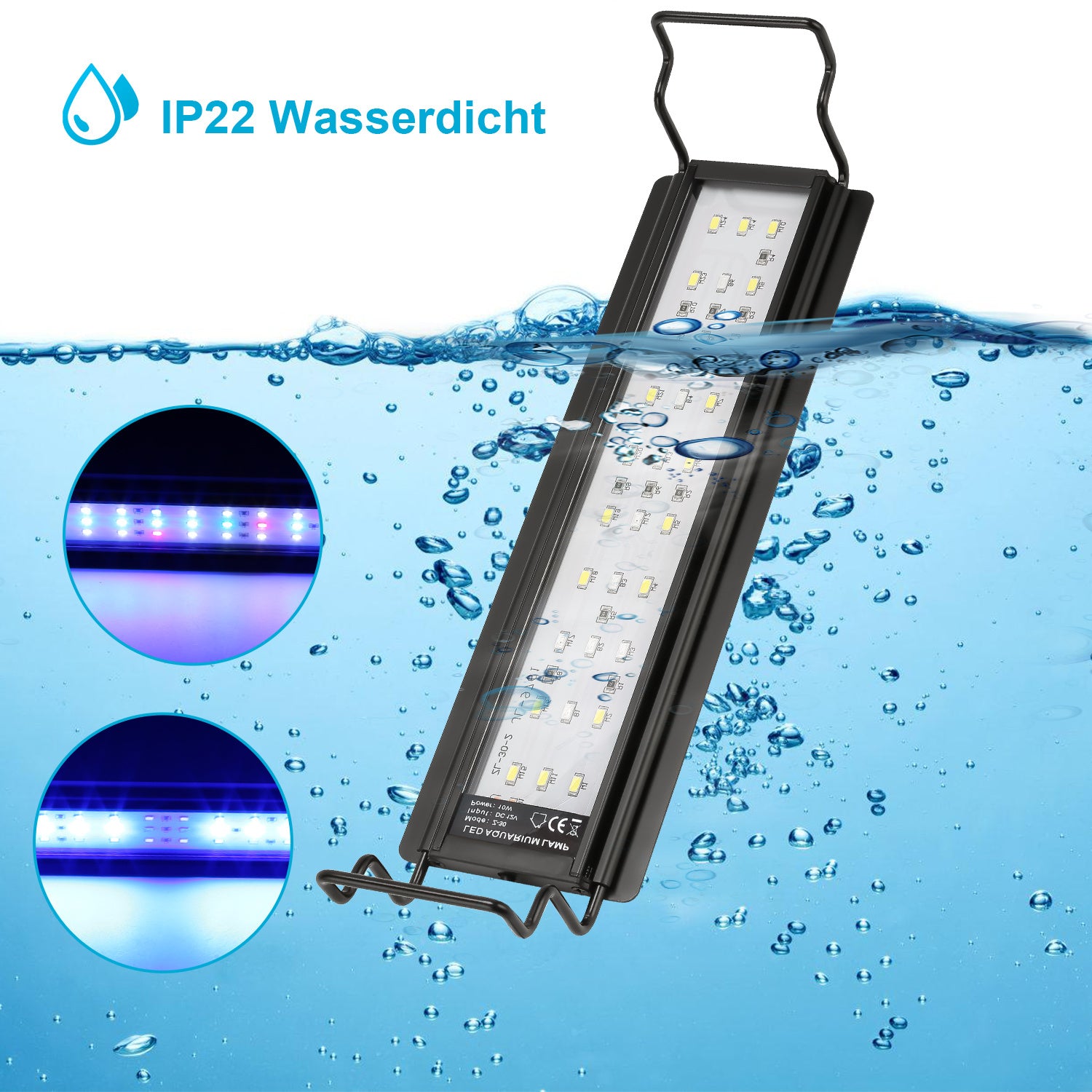 SWANEW Aquarium LED Beleuchtung RGB Spectrum, Aquarienbeleuchtung Dimmbare, Aquarium Lampe mit ausziehbarer Halterung, Aquariumleuchte