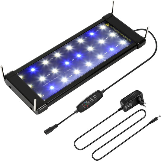 SWANEW Aquarium LED Beleuchtung, 10W Aquarium Lampe,  einstellbare Helligkeit Aquariumbeleuchtung Weiß Blau Licht, für Süßwasser-Aquarien