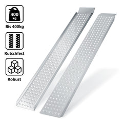 SWANEW 2X Auffahrrampe 160cm, Rutschfeste Verladeschiene Verladerampe 400kg, Auto Laderampe Verzinkter Stahl