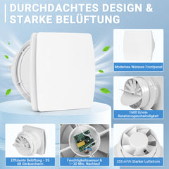 SWANEW Badlüfter 150 mm mit Feuchtigkeitssensor & Timer