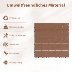 SWANEW 30x30cm PP Terrassenfliesen, Balkonfliesen, Klick-Verlegung