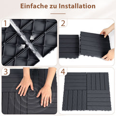 SWANEW 30x30cm PP Terrassenfliesen, Balkonfliesen, Klick-Verlegung
