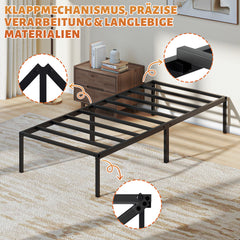 SWANEW Bettgestell Metallbett 90 x 200 cm, Geräuschfrei