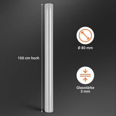 SWANEW Borosilikatglasrohr 3 mm, Ø80 mm x 100 cm, Ersatzglas Pelletfackel