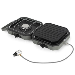 SWANEW Campingkocher 2-in-1-Gascampingherd, Faltbarer Gaskocher 2 Flammig