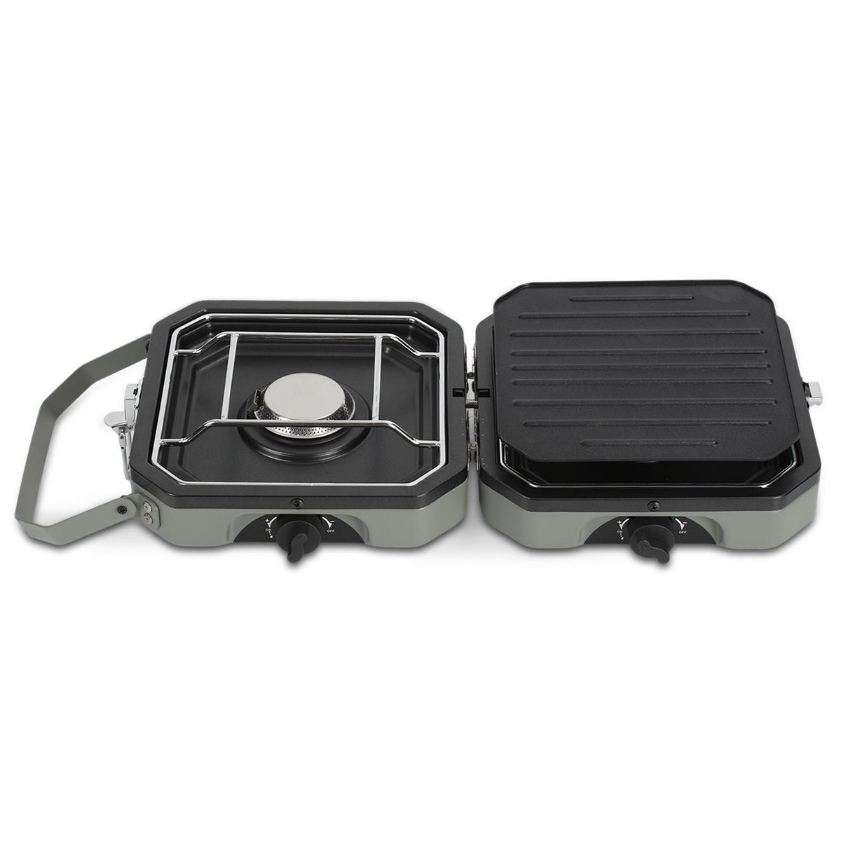 SWANEW Campingkocher 2-in-1-Gascampingherd, Faltbarer Gaskocher 2 Flammig