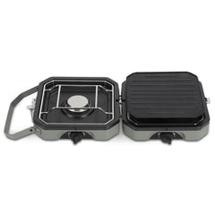 SWANEW Campingkocher 2-in-1-Gascampingherd, Faltbarer Gaskocher 2 Flammig