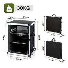 SWANEW Campingküche Campingschrank Klappbar,  Mobiler Küchenschrank, mit 3 Fächern & Tasche
