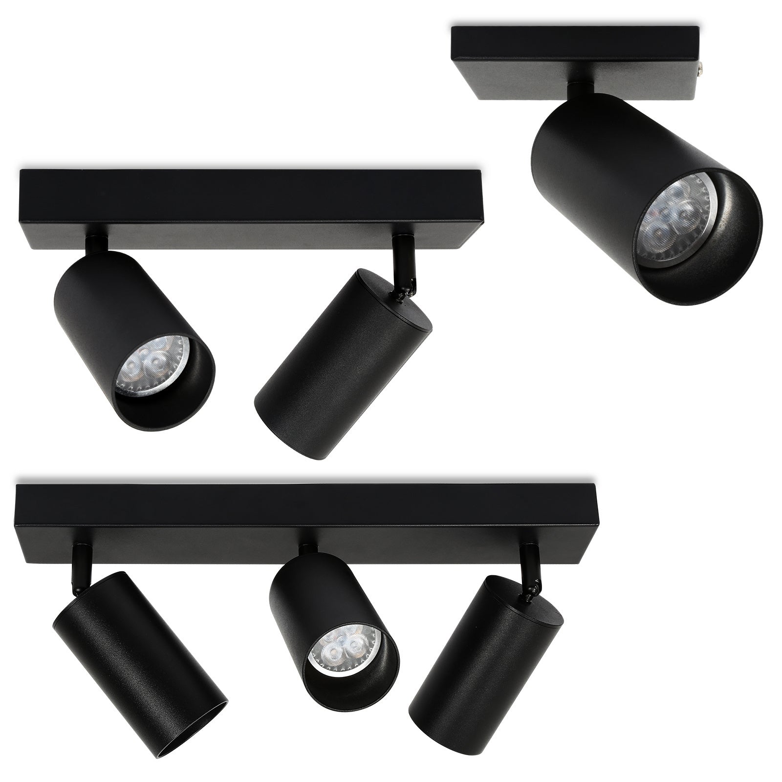 SWANEW Deckenstrahler GU10 4W, Drehbar 350° Deckenleuchte Strahler, Warmweiß 1/2/3-flammig Deckenspot, Wandstrahler, Deckenlampe