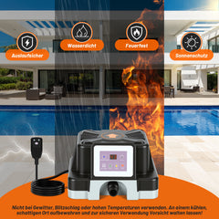 SWANEW Poolheizung Elektrisch 3000W, Elektrische Poolheizung mit FI-Schutz & Kippschutz, 32-38mm Anschluss