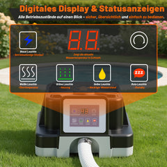 SWANEW Poolheizung Elektrisch 3000W, Elektrische Poolheizung mit FI-Schutz & Kippschutz, 32-38mm Anschluss