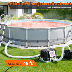 SWANEW Poolheizung Elektrisch 3000W, Elektrische Poolheizung mit FI-Schutz & Kippschutz, 32-38mm Anschluss