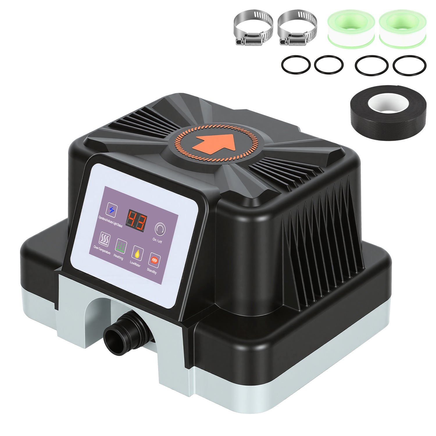 SWANEW Poolheizung Elektrisch 3000W, Elektrische Poolheizung mit FI-Schutz & Kippschutz, 32-38mm Anschluss
