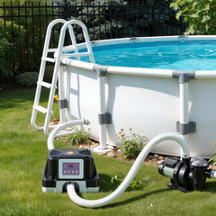 SWANEW Poolheizung Elektrisch 3000W, Elektrische Poolheizung mit FI-Schutz & Kippschutz, 32-38mm Anschluss