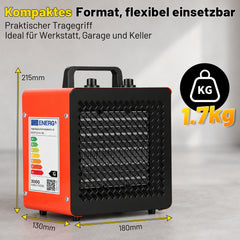 SWANEW Heizlüfter 2000W, 3000W, Bauheizer mit Thermostat