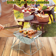 SWANEW Camping Grill Klappbar, Holzkohlegrill aus Edelstahl