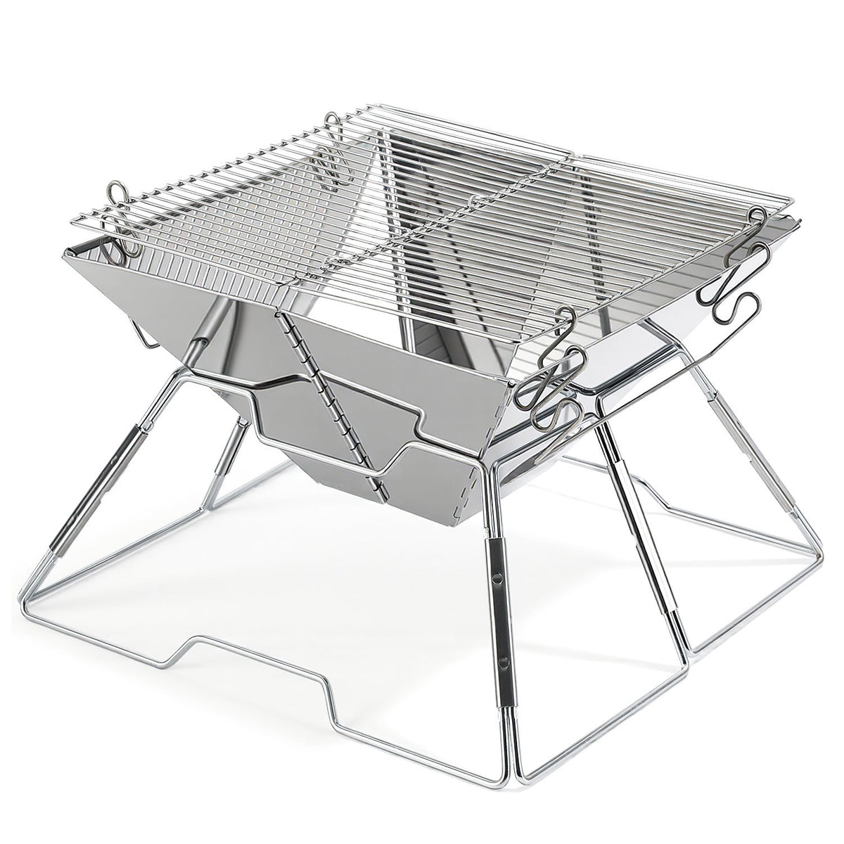 SWANEW Camping Grill Klappbar, Holzkohlegrill aus Edelstahl