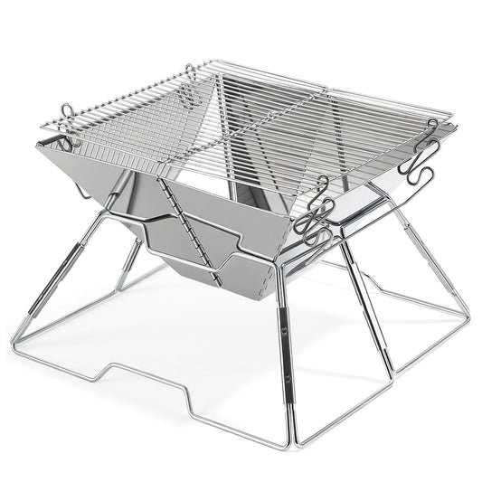 SWANEW Camping Grill Klappbar, Holzkohlegrill aus Edelstahl