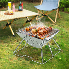 SWANEW Camping Grill Klappbar, Holzkohlegrill aus Edelstahl