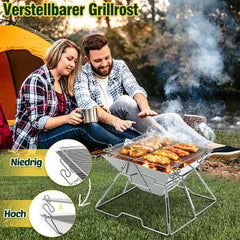 SWANEW Camping Grill Klappbar, Holzkohlegrill aus Edelstahl